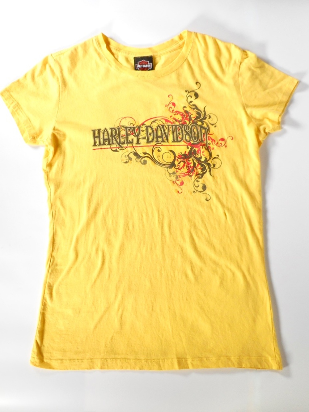 Harley Davidson Wings Yellow 2-Sided XL Tshirt Top Andy's Grand Forks ND Logo